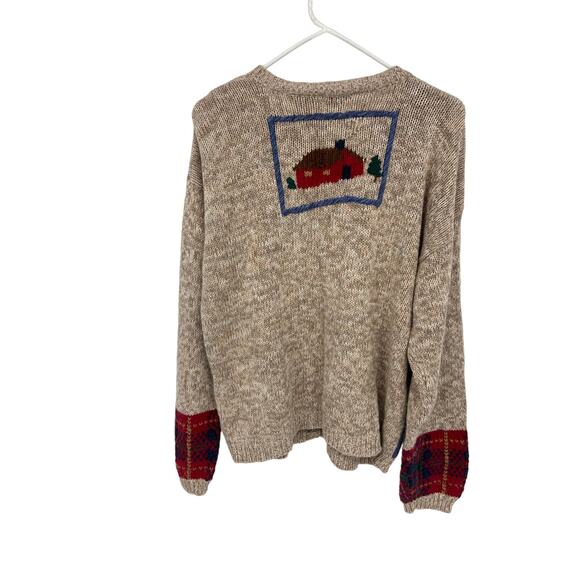 Nut Cracker Winter Cabin Granny core Cotton Blend Cardigan Sweater Size L - Picture 4 of 6